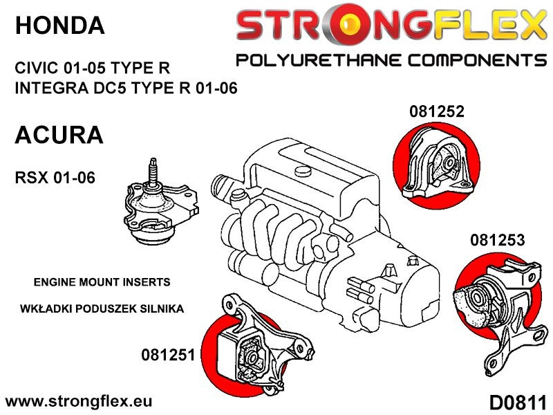 Engine rear mount inserts