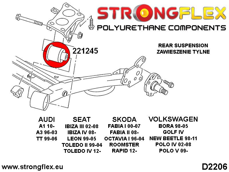 Rear subframe bush 72mm SPORT