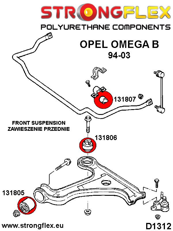 Front lower wishbone front bush