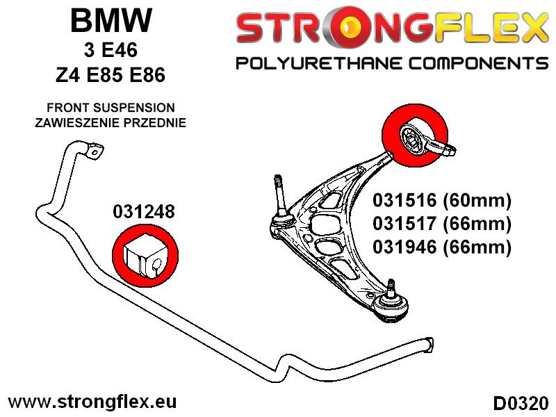 Front lower arm bushes - eccentric 66mm SPORT