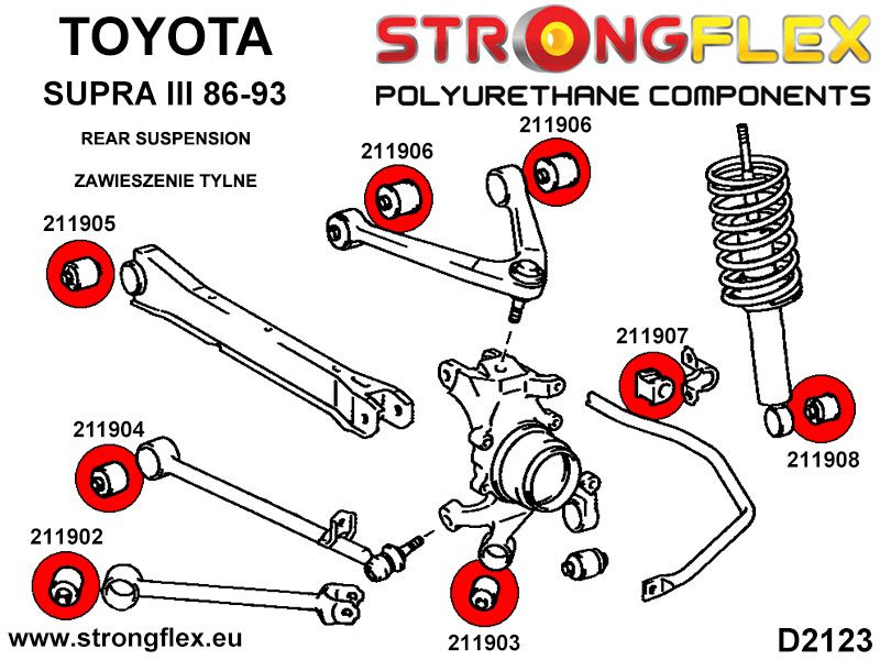 Toyota Supra MK3 Rear suspension rod bush SPORT - Polyurethane