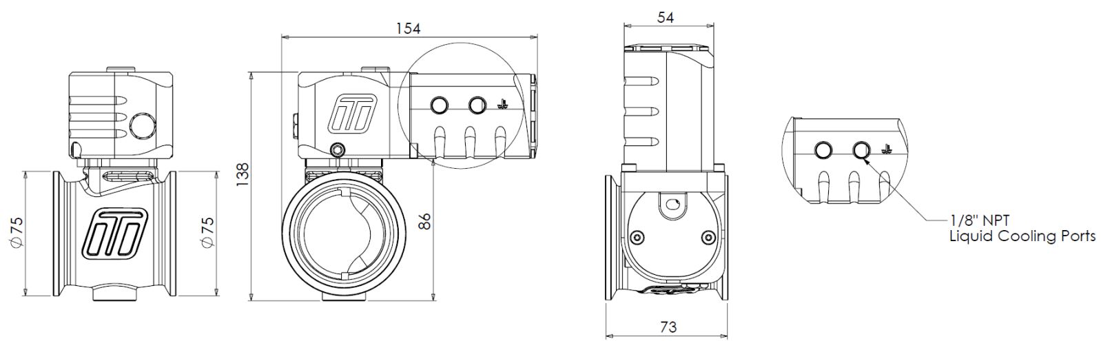 Turbosmart Electronic Straight Gate ESG50 External Wastegate