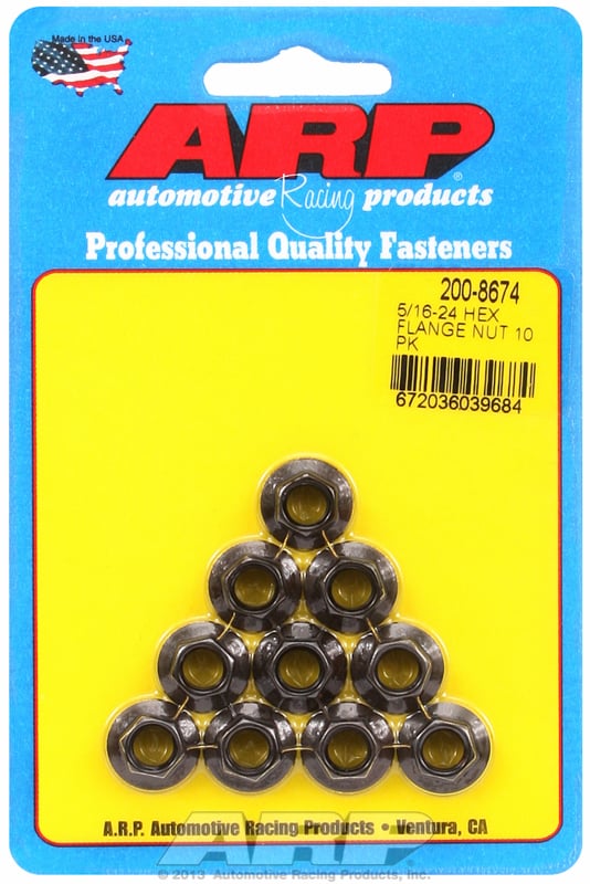 ARP Hex Nut Kit w/Flange 5/16-24 (10pk) ARP Hex Nut Kit w/Flange 5/16-24 (10pk)
