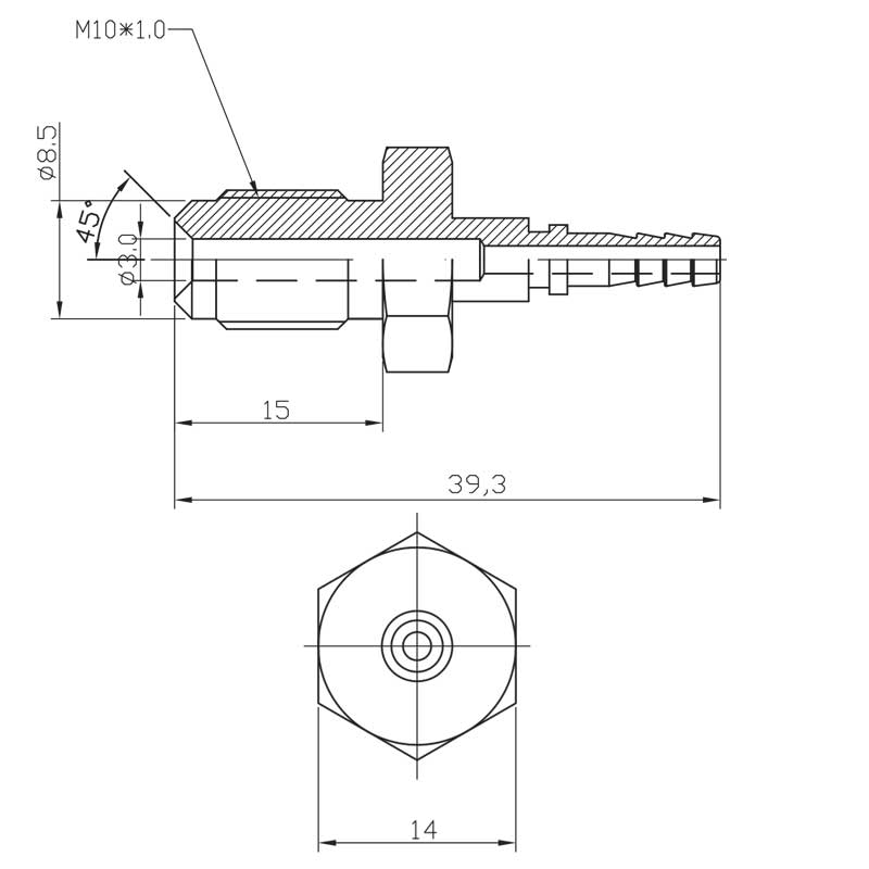 Brake fitting male M10x1 (no swivel)