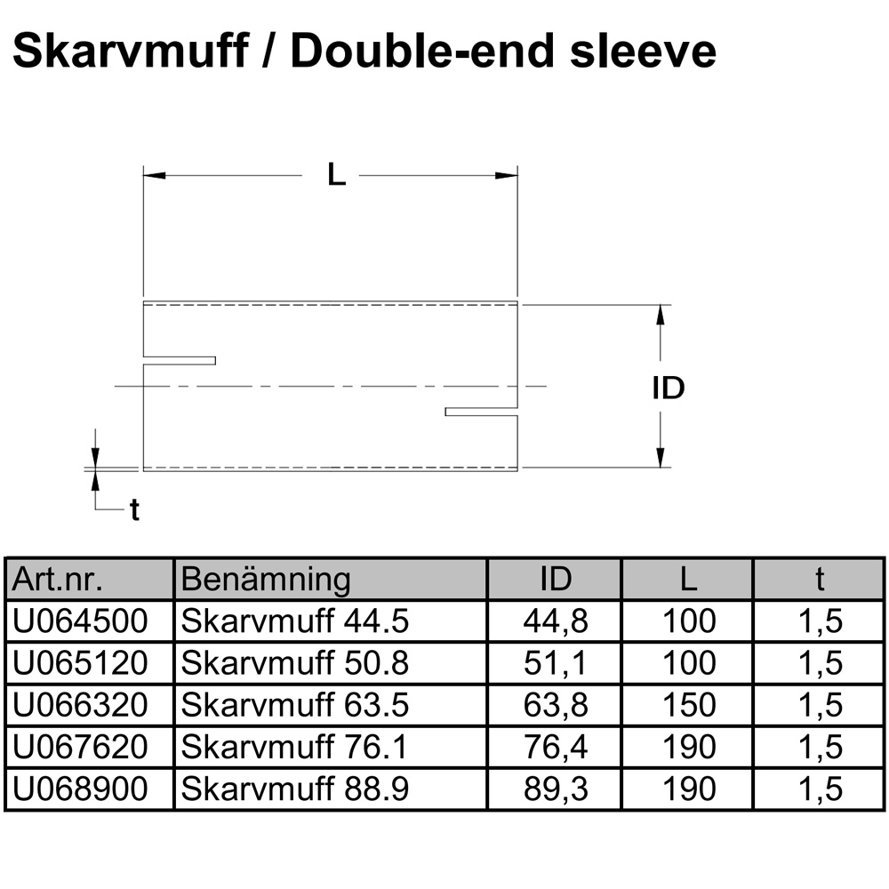 Skarvmuff 1 3/4 tum Rostfritt (44,5mm)