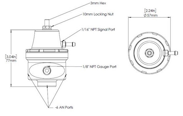 Turbosmart Fuel pressure regulator AN6 Black