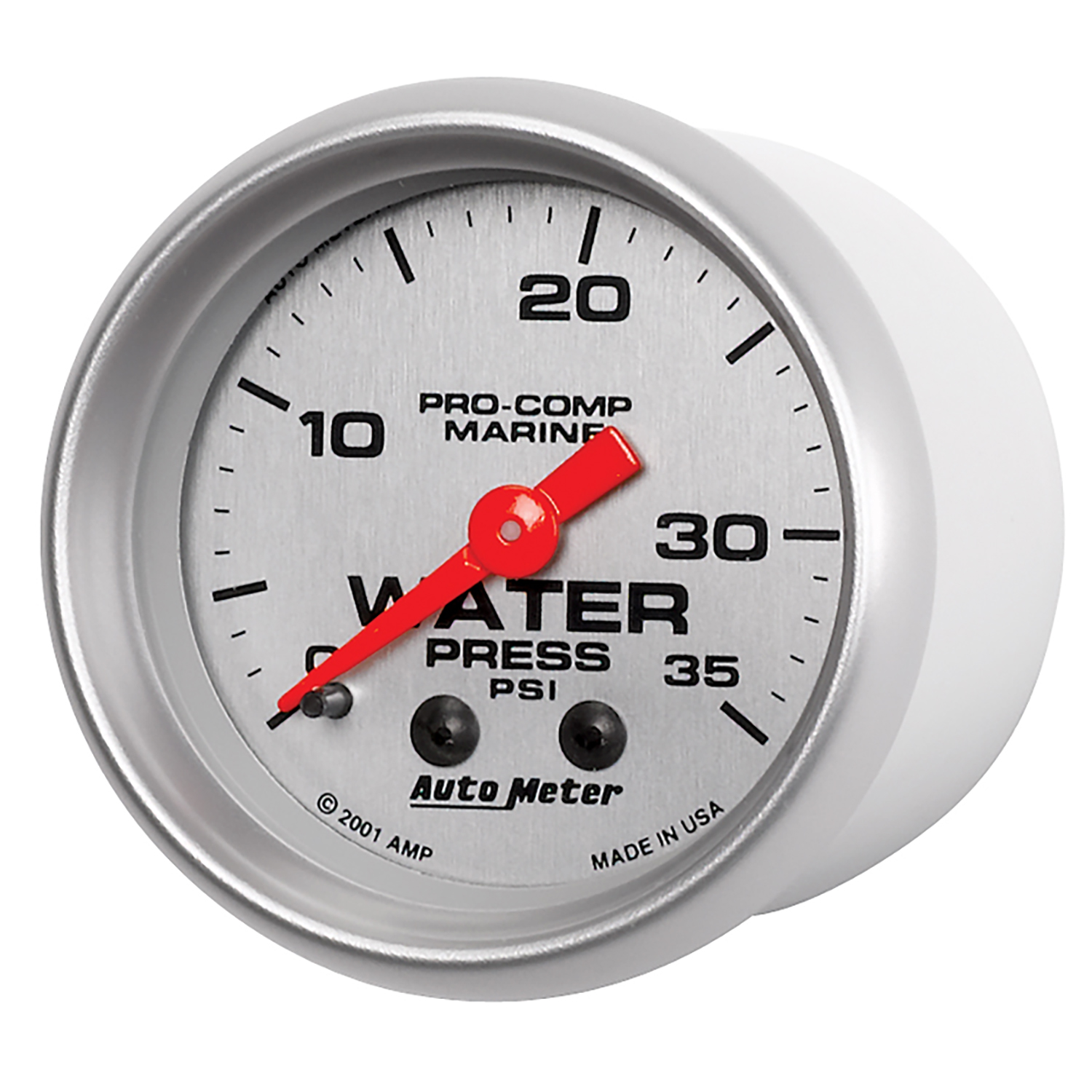 2-1/16" Water Pressure, 0-35 Psi, Marine Silver Ultra-Lite