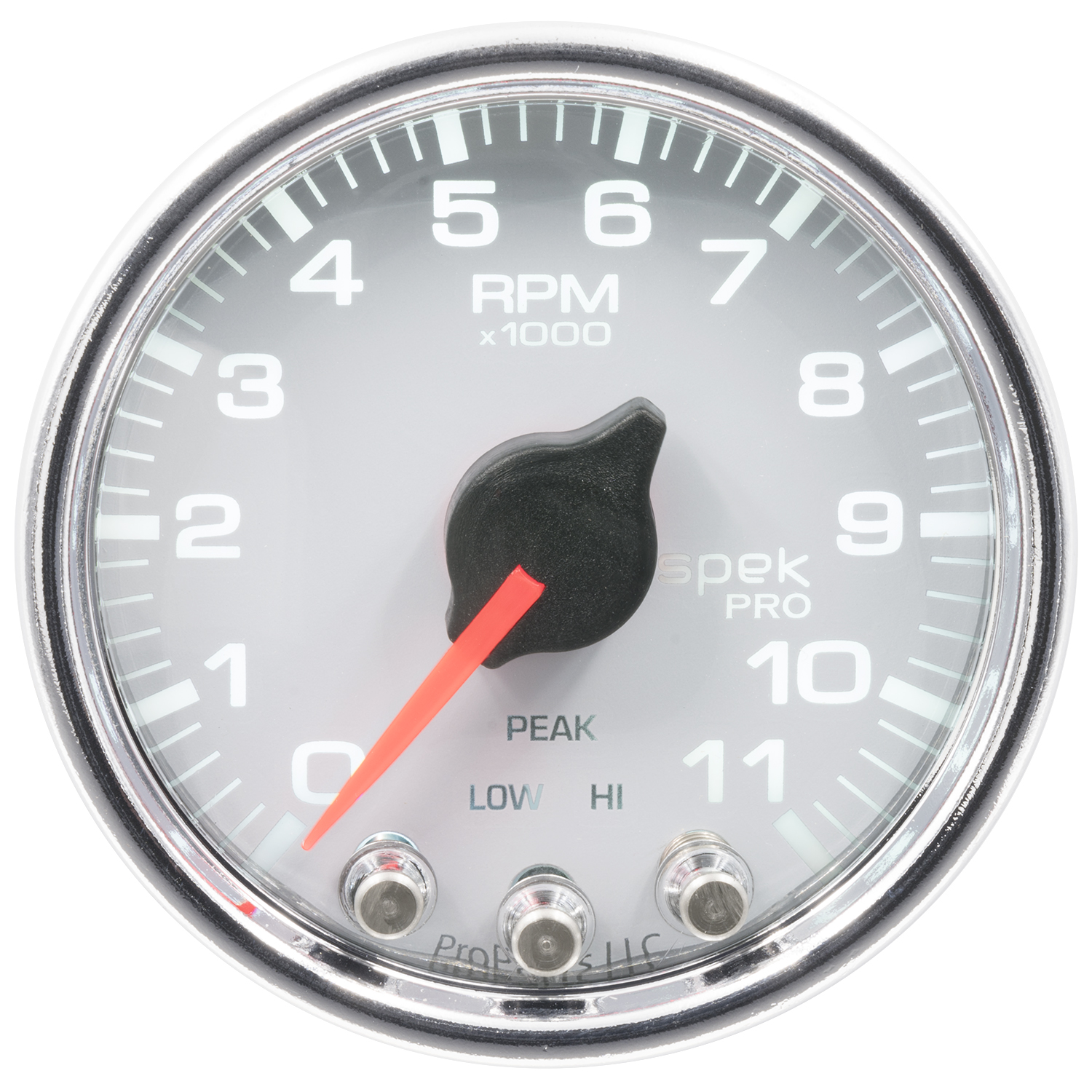 2-1/16" In-Dash Tachometer, 0-11,000 Rpm, Spek-Pro, White/Chrome