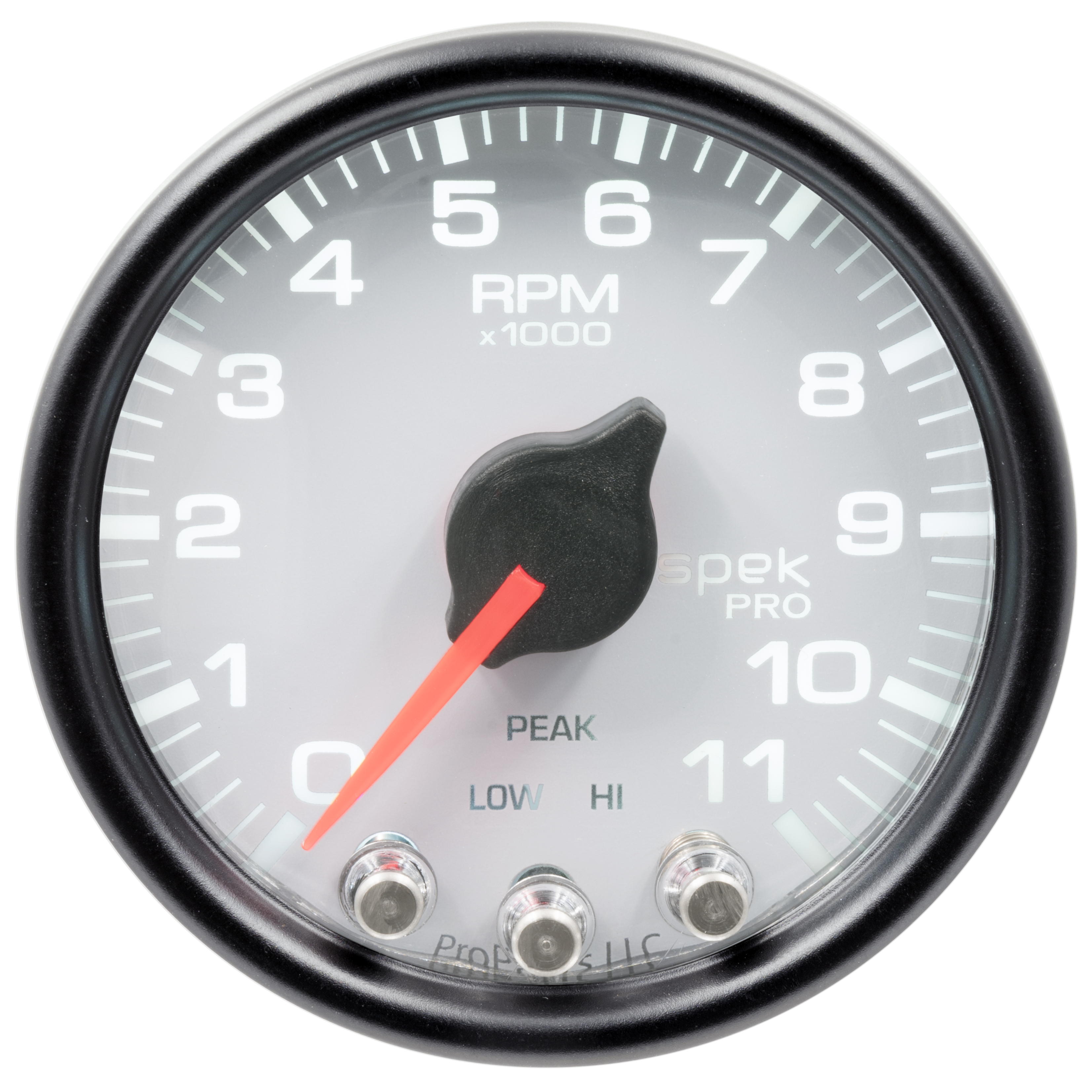 2-1/16" In-Dash Tachometer, 0-11,000 Rpm, Spek-Pro, White/Black