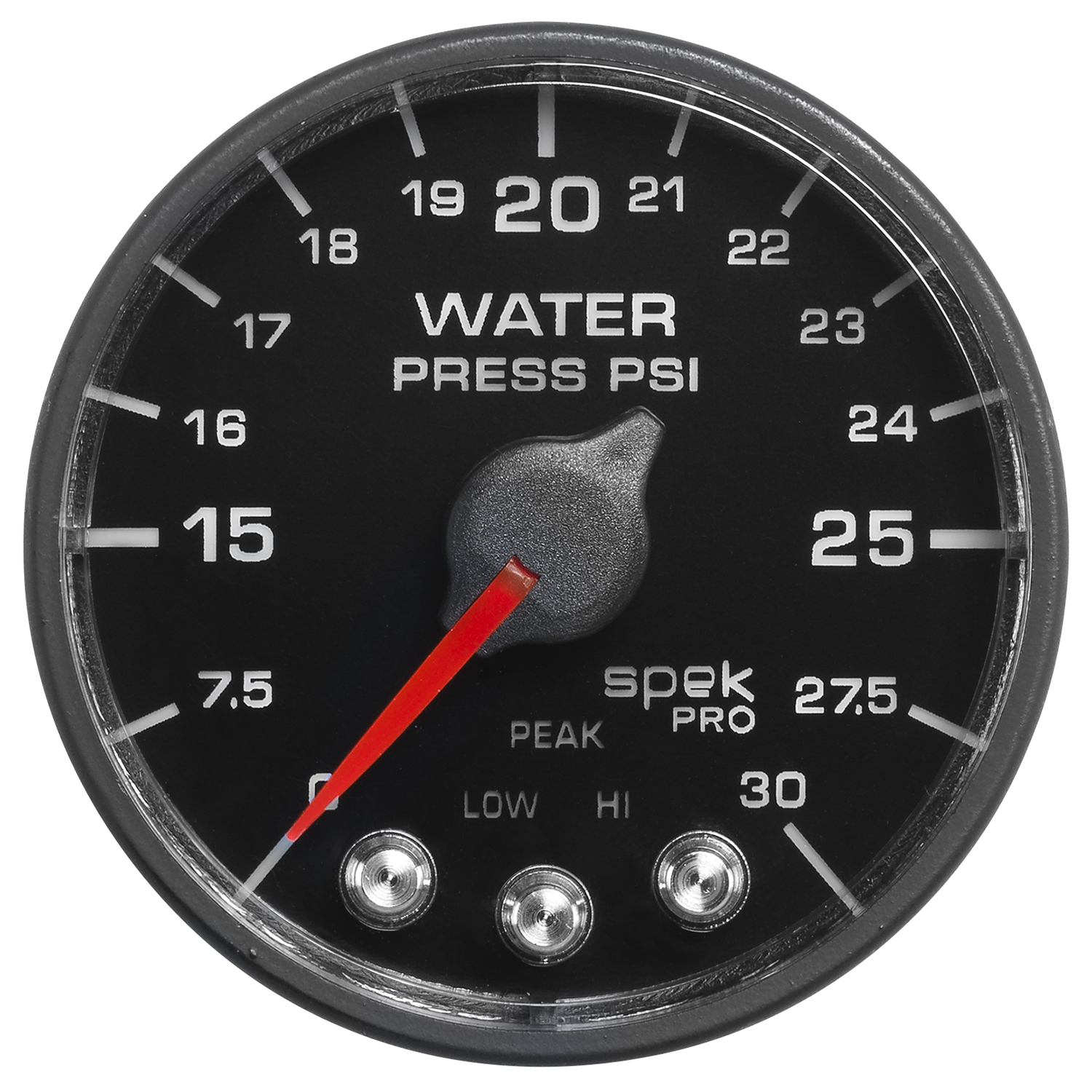 2-1/16" Water Pressure, 0-30 Psi, Spek-Pro, Black/Black, Ecu