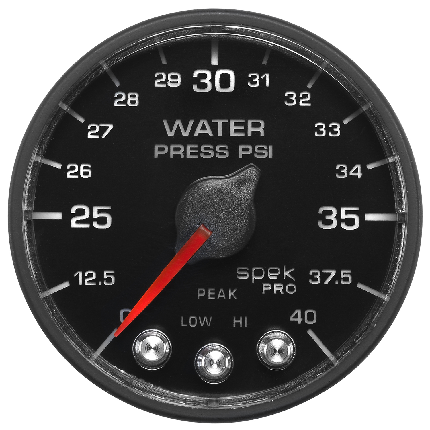 2-1/16" Water Pressure, 0-40 Psi, Spek-Pro, Black/Black, Ecu