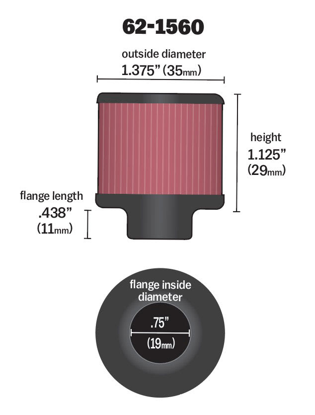 K&N Crankcase filter 19mm (0,75")