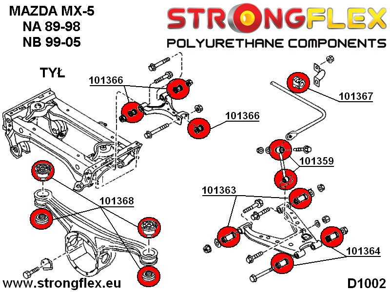 Rear lower inner suspension bush