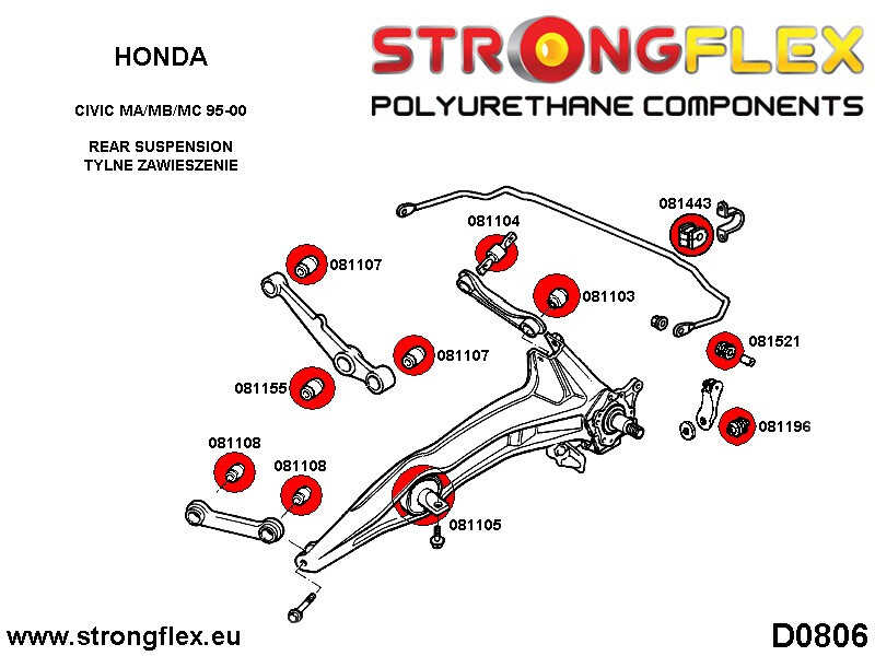 Rear anti roll bar bush SPORT