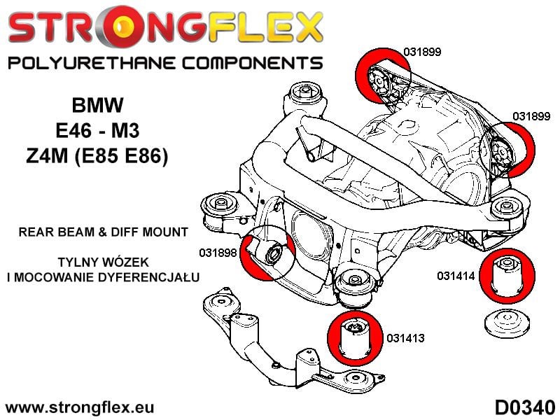 Rear beam mounting bushes kit