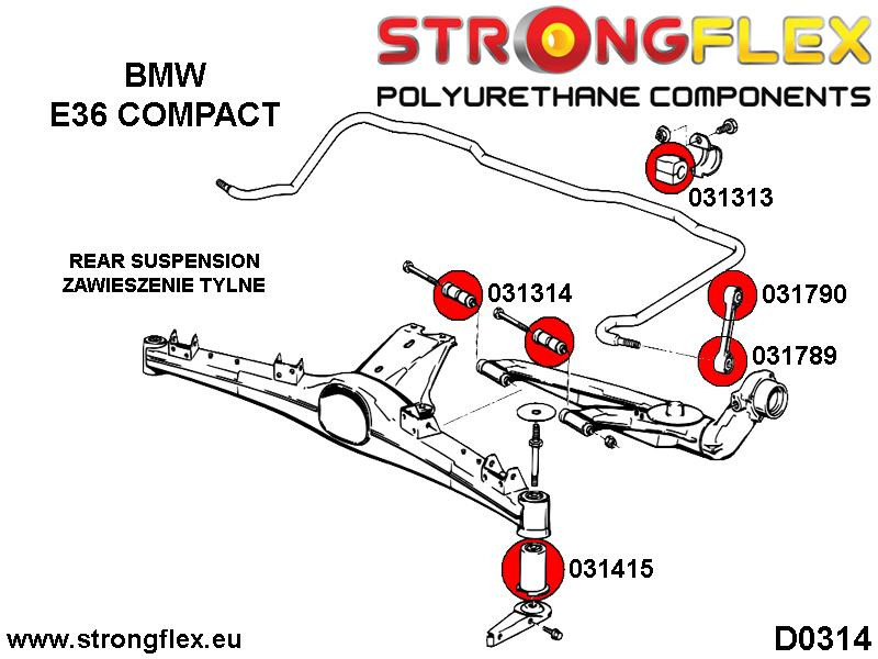 Rear anti roll bar link to anti roll bar bush SPORT