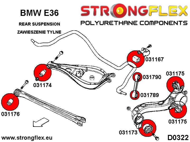 Rear anti roll bar link to arm bush