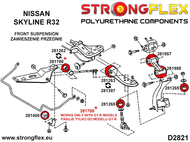 Front lower radius arm to chassis bush GT-R