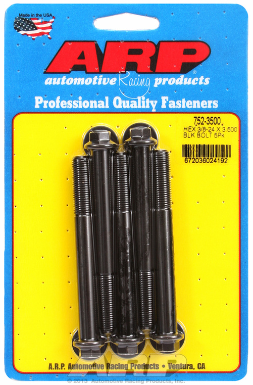"3/8""-24 x 3.500 hex black oxide bolts" (5pcs)