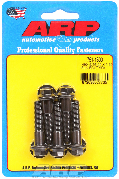 "5/16""-24 x 1.500 hex black oxide bolts" (5pcs)