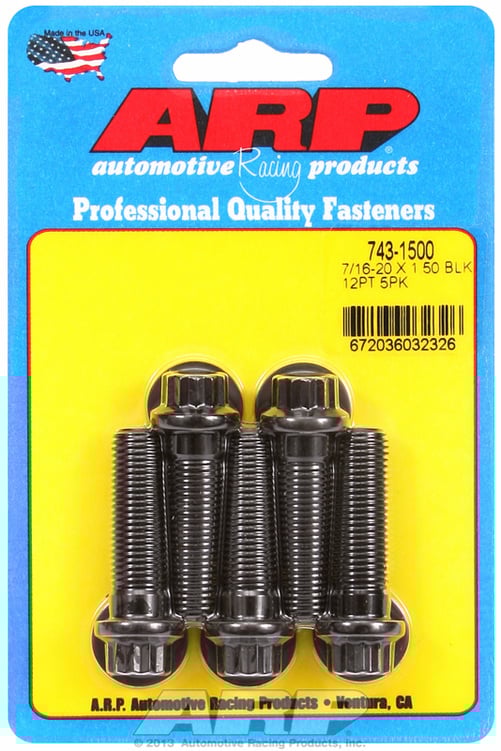 "7/16""-20 x 1.500 12pt black oxide bolts" (5pcs)