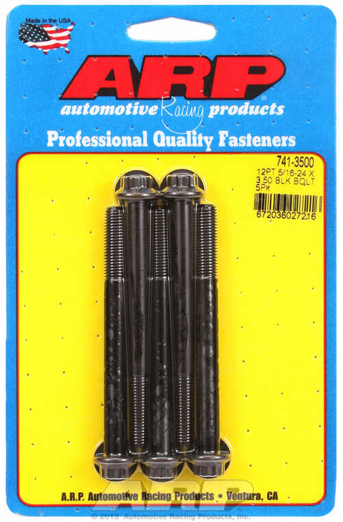 "5/16""-24 x 3.500 12pt black oxide bolts" (5pcs)
