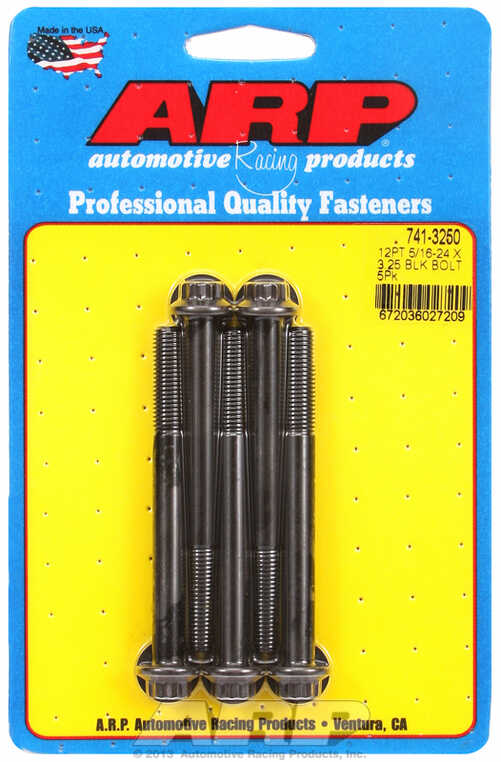 "5/16""-24 x 3.250 12pt black oxide bolts" (5pcs)