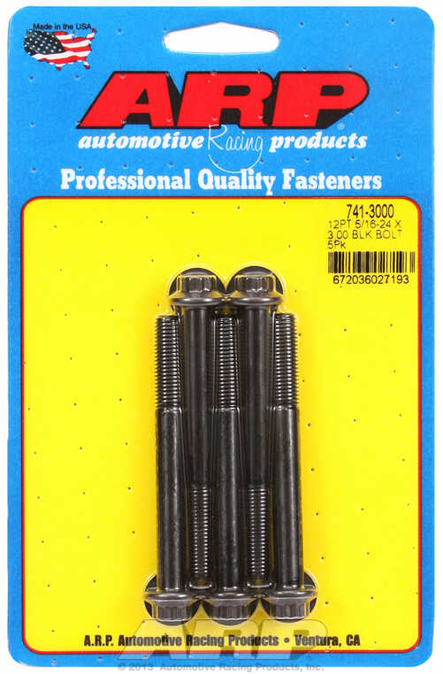 "5/16""-24 x 3.000 12pt black oxide bolts" (5pcs)