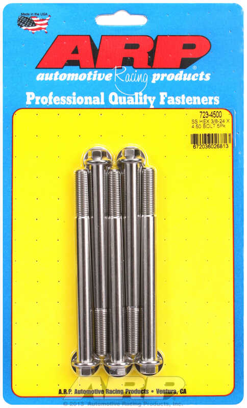 "3/8""-24 x 4.500 hex SS bolts" (5pcs)