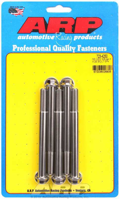 "3/8""-24 x 4.250 hex SS bolts" (5pcs)