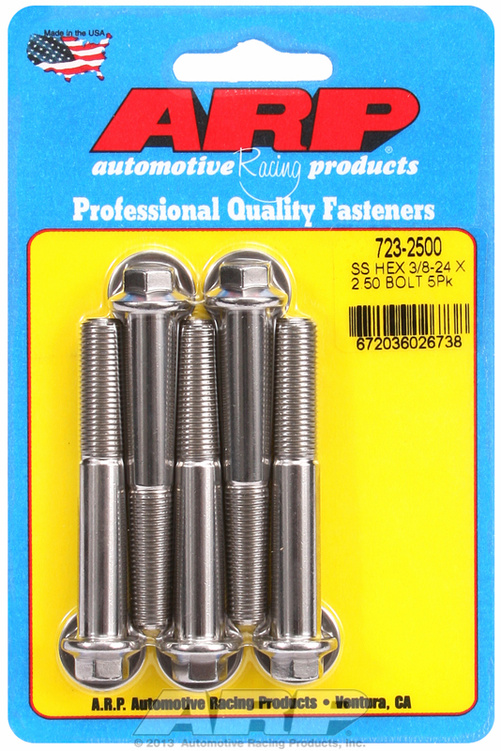 "3/8""-24 x 2.500 hex SS bolts" (5pcs)