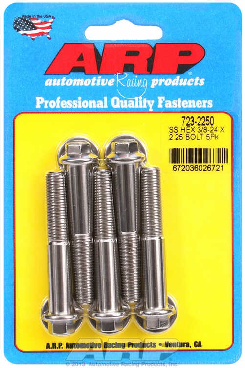 "3/8""-24 x 2.250 hex SS bolts" (5pcs)