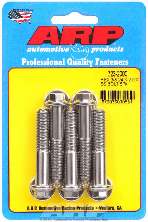 "3/8""-24 x 2.000 hex SS bolts" (5pcs)