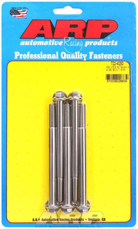 "5/16""-24 x 4.250 hex SS bolts" (5pcs)