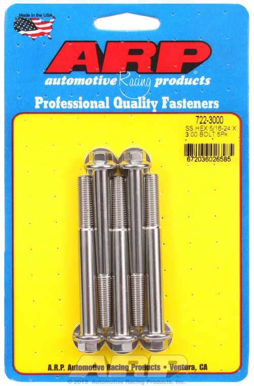 "5/16""-24 x 3.000 hex SS bolts" (5pcs)