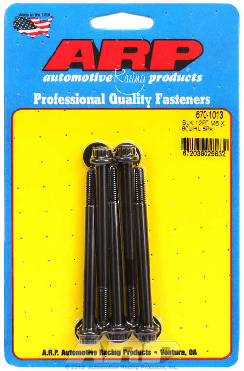 M6 x 1.00 x 80 12pt black oxide bolts (5pcs)