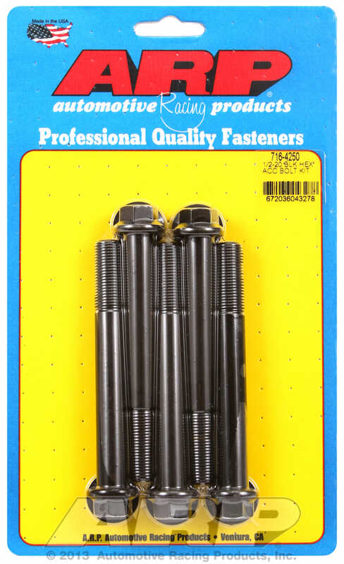 ARP Bolt Kit 1/2-20 x 4.250 Black Oxide Hex