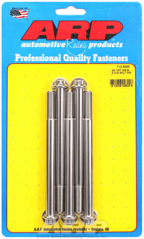 "3/8""-24 x 5.000 12pt SS bolts" (5pcs)