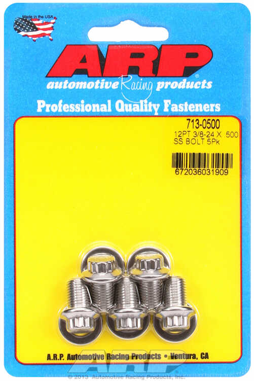 "3/8""-24 x  .500 12pt SS bolts" (5pcs)