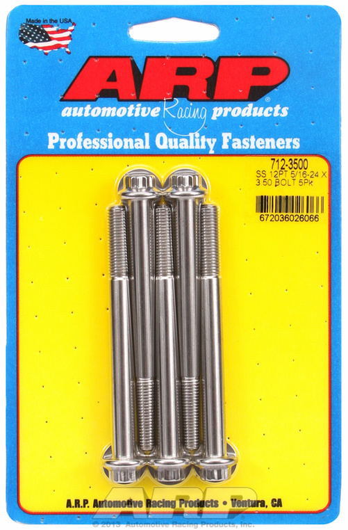 "5/16""-24 x 3.500 12pt SS bolts" (5pcs)