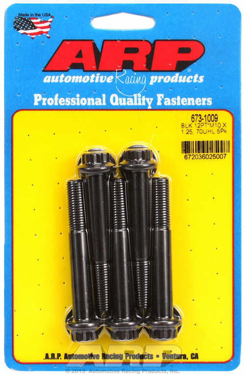 M10 x 1.25 x 70 12pt black oxide bolts (5pcs)