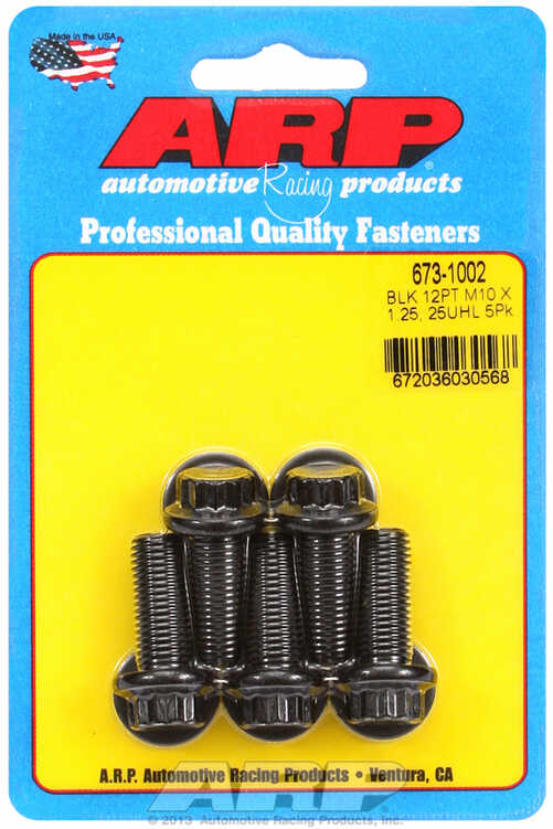 M10 x 1.25 x 25 12pt black oxide bolts (5pcs)