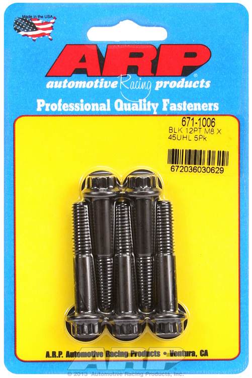 M8 x 1.25 x 45 12pt black oxide bolts (5pcs)