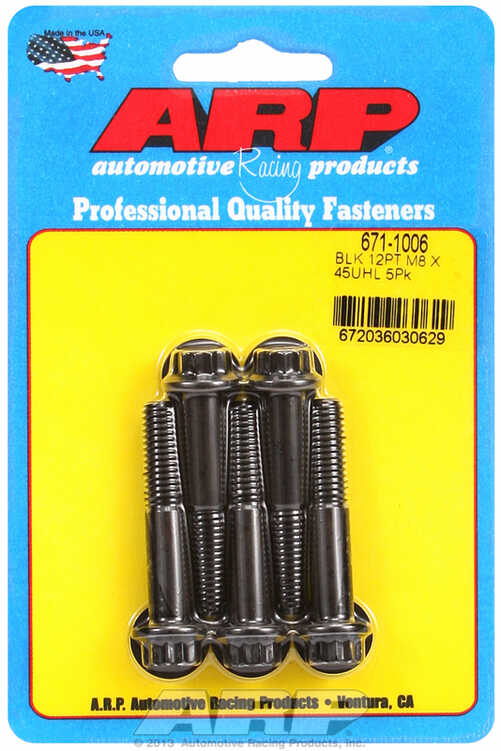M8 x 1.25 x 45 12pt black oxide bolts (5pcs)