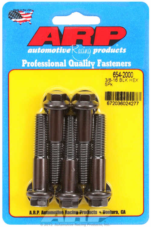 "3/8""-16 x 2.000 hex 7/16 wrenching black oxide bolts"(5pcs