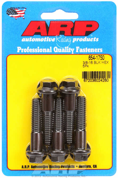 "3/8""-16 x 1.750 hex 7/16 wrenching black oxide bolts"(5pcs