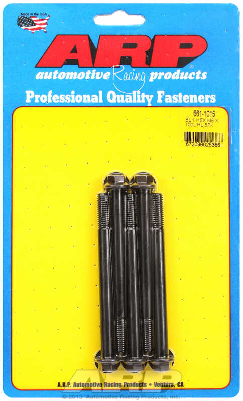 M8 x 1.25 x 100 hex black oxide bolts (5pcs)
