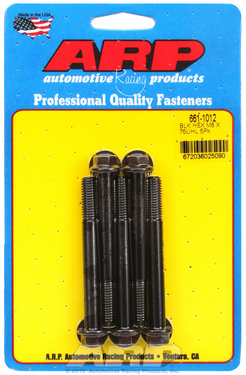 M8 x 1.25 x 75 hex black oxide bolts (5pcs)
