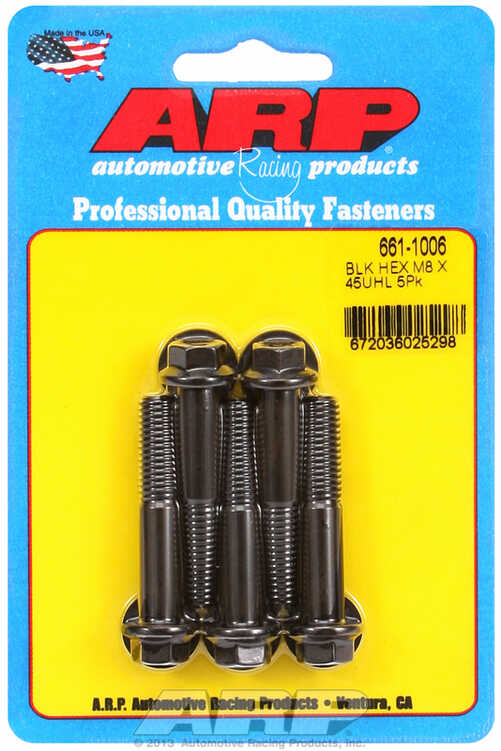 M8 x 1.25 x 45 hex black oxide bolts (5pcs)