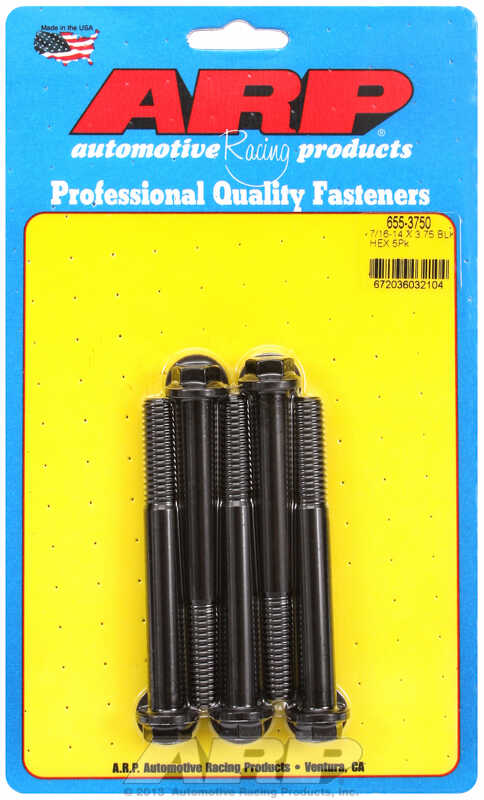 "7/16""-14 X 3.750 hex 1/2 wrenching black oxide bolts" 5pcs